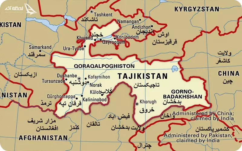 نقشه تاجیکستان به فارسی
