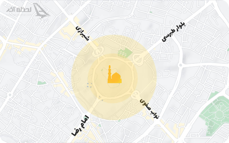 نقشه خیابان های اطراف حرم امام رضا