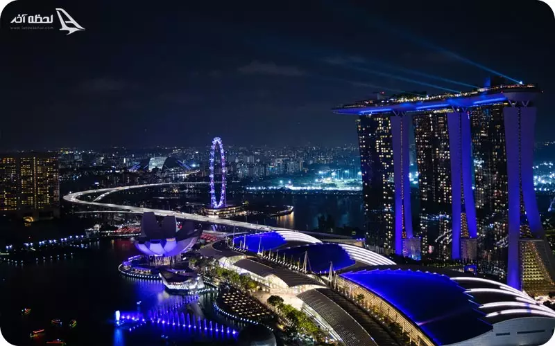 تصویر جزیره سنگاپور در شب