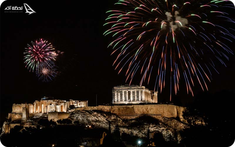 لحظه سال نو میلادی در آتن
