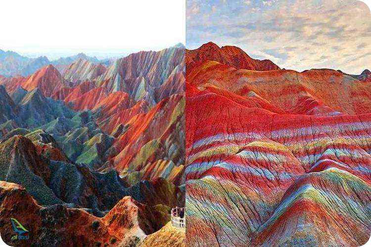 کوه های رنگین کمان آلاداغ لار در زنجان و کوههای رنگین کمانی ژانگی دانکسیا در چین