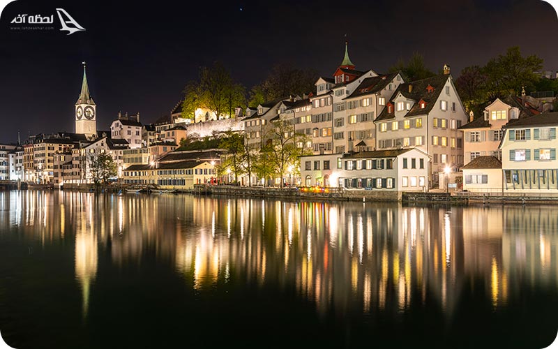 نمای زوریخ در شب