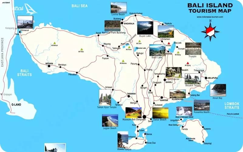 نقشه گردشگری بالی