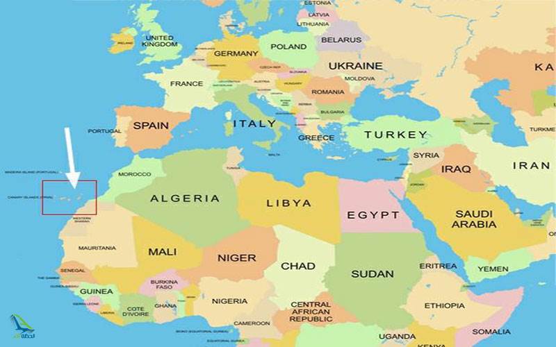 جزایر قناری روی نقشه