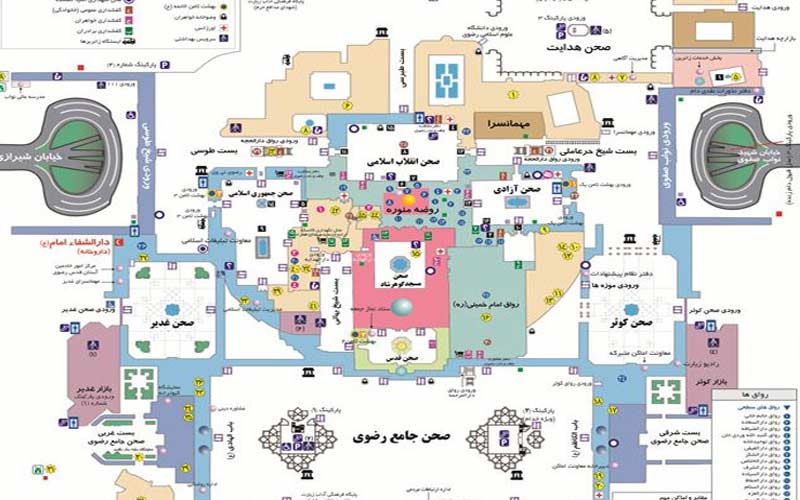 نقشه صحن های حرم