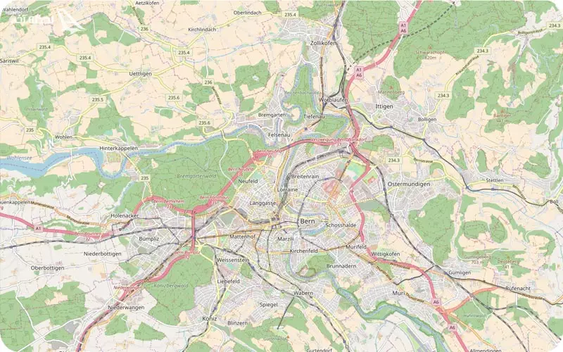 نقشه پایتخت سوئیس