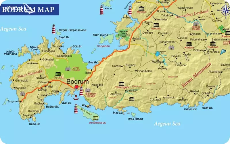 نقشه گردشگری شهر بدروم