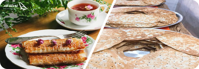 رشته خشکار و نان برنجی رشت