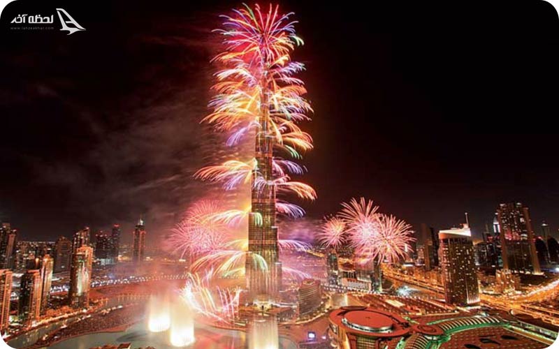 آتش بازی برج خلیفه در سال نو 2022