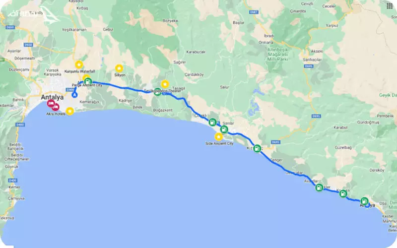 مسیر‌های دسترسی از آنتالیا به آلانیا