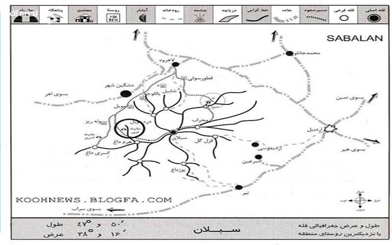 نقشه کوه سبلان