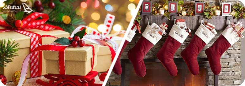 جوراب های کریسمس و تزئینات