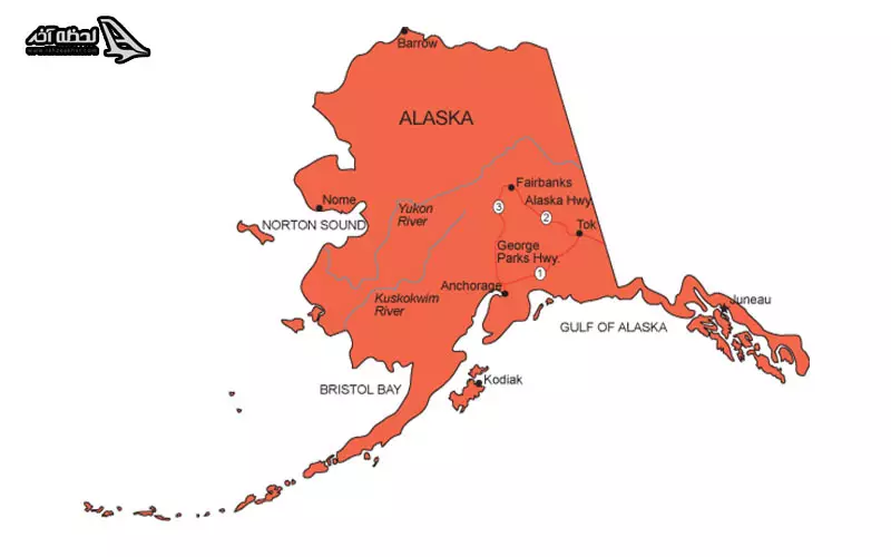 نقشه آلاسکا آمریکا